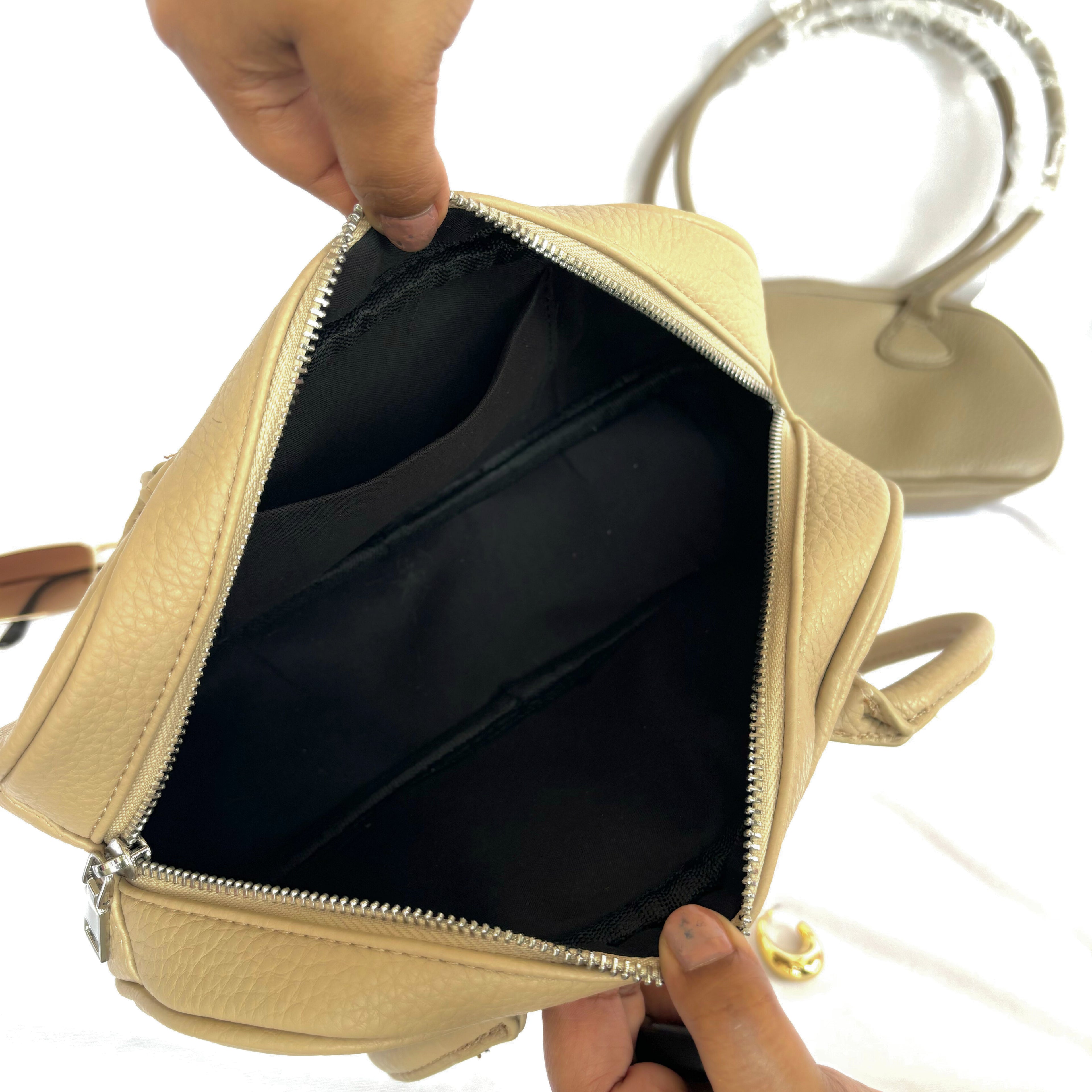 Crescent Belle Taup Shoulder Bag