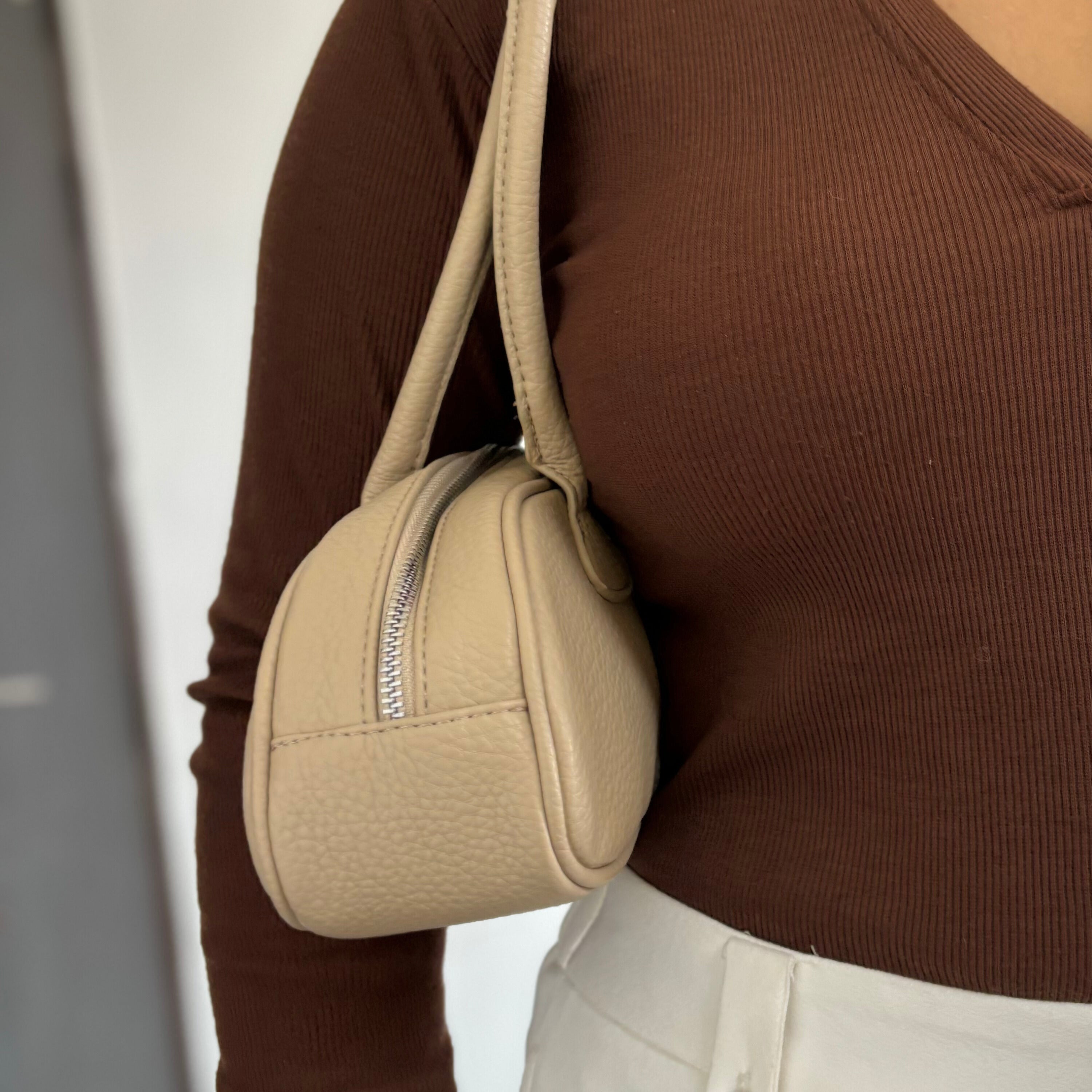 Crescent Belle Beige Shoulder Bag