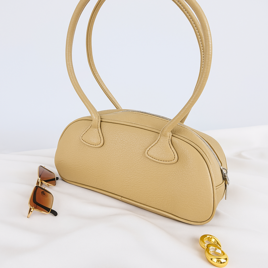 Crescent Belle Beige Shoulder Bag