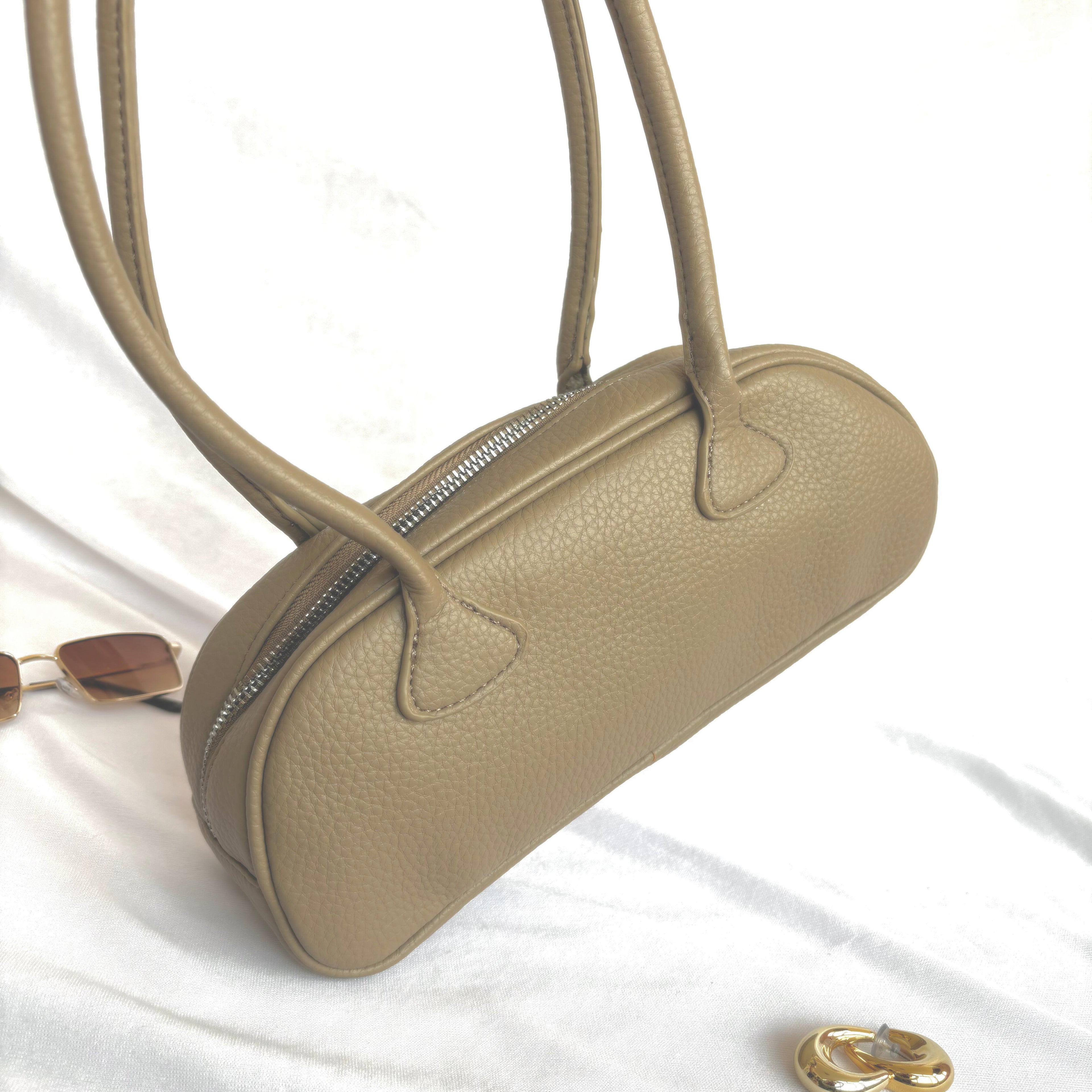 Crescent Belle Taup Shoulder Bag