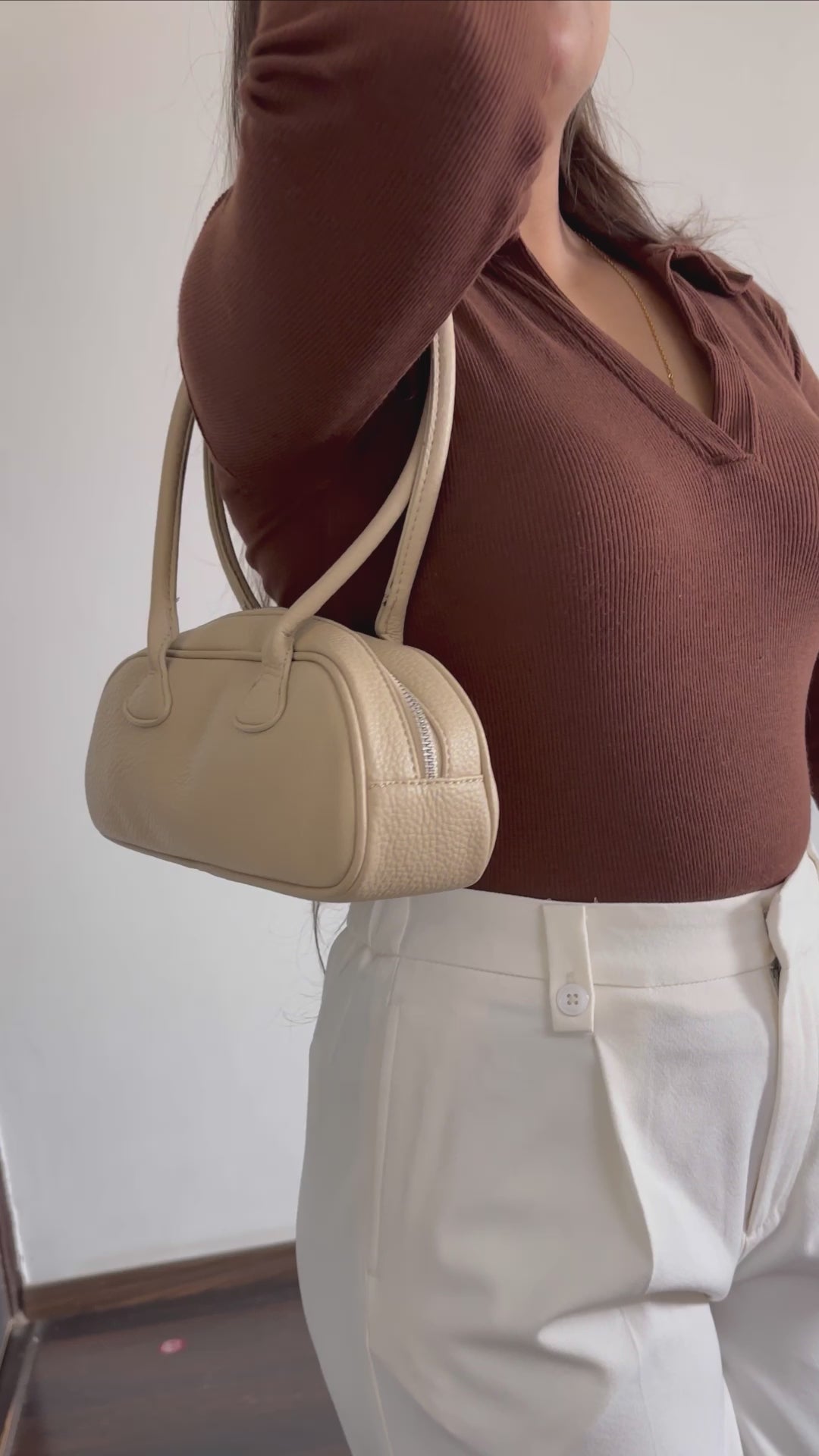 Crescent Belle Taup Shoulder Bag